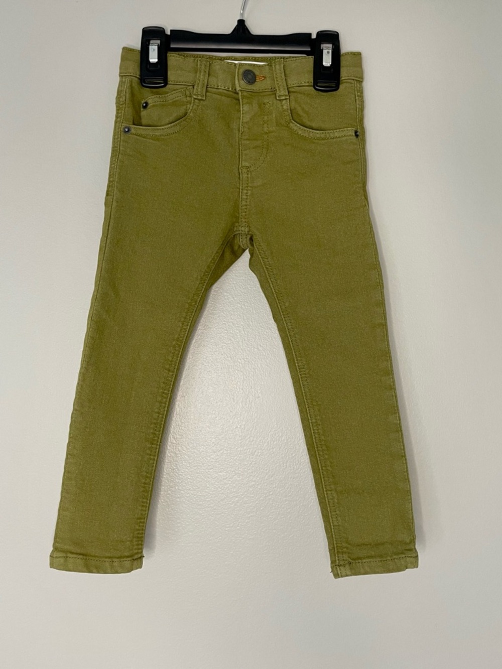 Zara Kids Olive Green Colored Skinny Straight Jeans